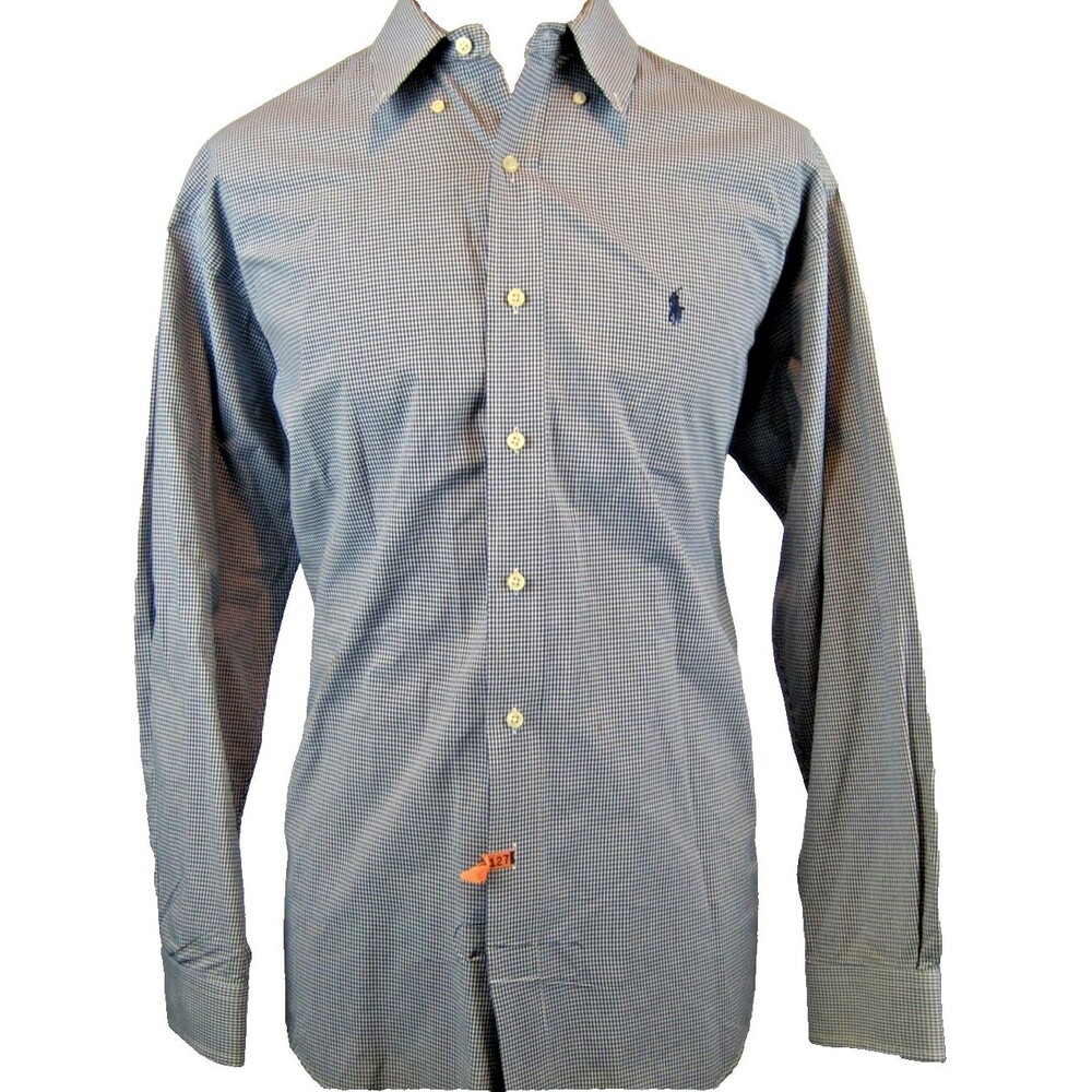 Mens Ralph Lauren Blue Label Blake 100% Cotton LS Blue Check Casual Shirt sz L